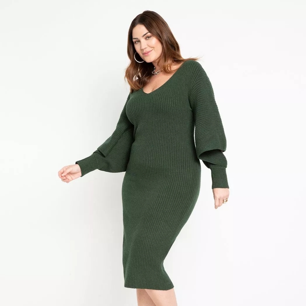 Eloquii Size 18/20 Open Sleeve Ribbed Sweater Dress